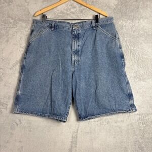 ✨ 2/$35 Wrangler Mens Vintage Carpenter Denim Shorts Light Wash Size 38 Utility